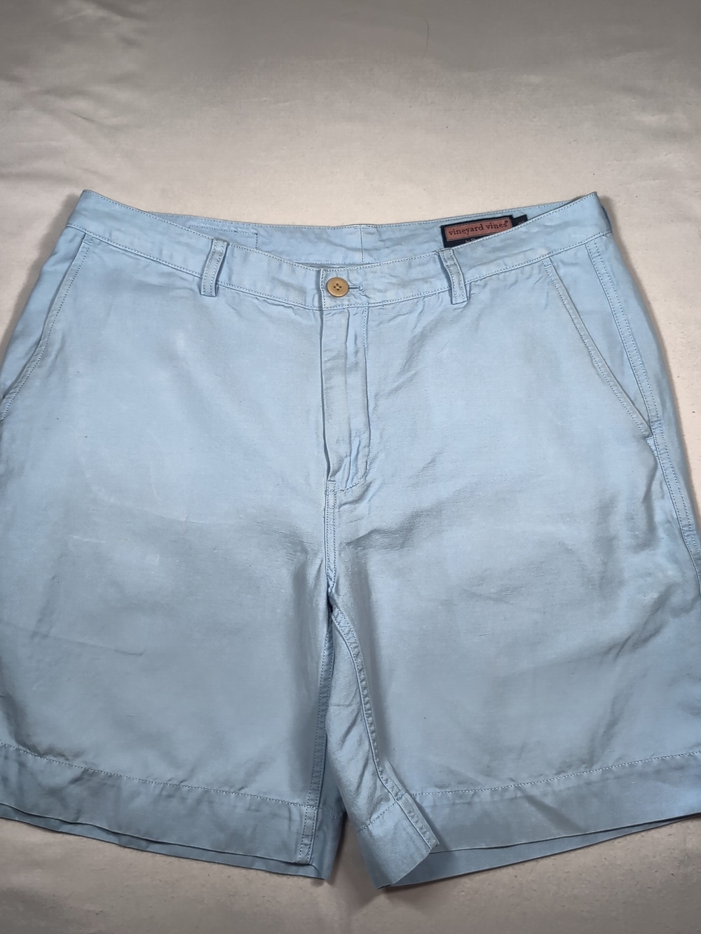 Vineyard Vines Pale Blue Linen-Cotton Shorts